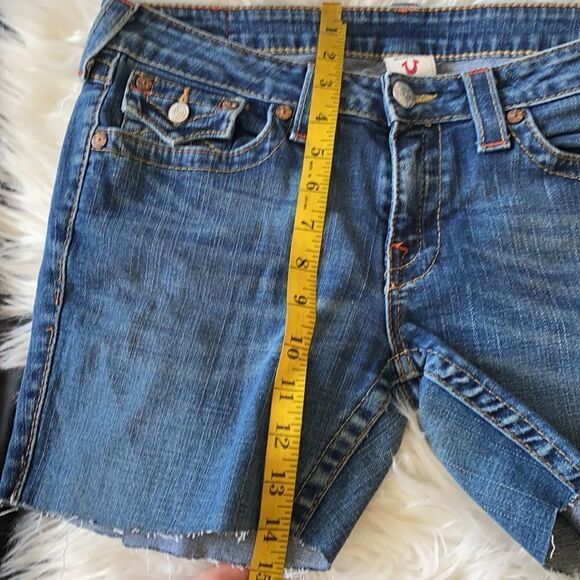 True Religion Joey Man Made Denim Cutoff Shorts - Picture 12 of 13